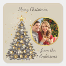 Autocollant de Noël avec photo - Style élégant