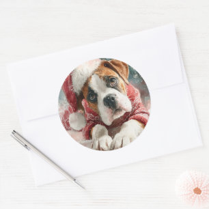 Autocollant de Noël Boxer Round Round