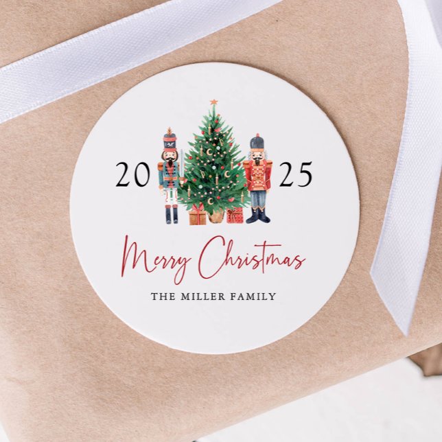 Autocollant de Noël Casse-Noisette (2025 Nutcracker Round Merry Christmas Sticker by Painted Paperie
)