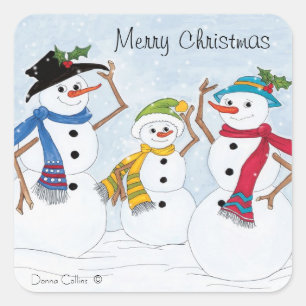 Autocollant de Noël de la famille Snowman