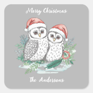 Autocollant de Noël Hibou d'Hiver – Hibou de la Fo