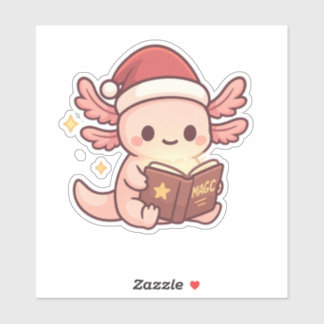 Autocollant de Noël mignon d'Axolotl | Livre Magiq