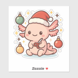 Autocollant de Noël mignon d'Axolotl – Ornement de