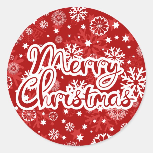 Autocollant de Noël moderne Red Snowflake (Devant)