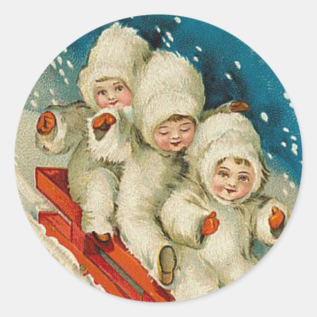Autocollant de Noël pour bébé de neige victorien (Devant)