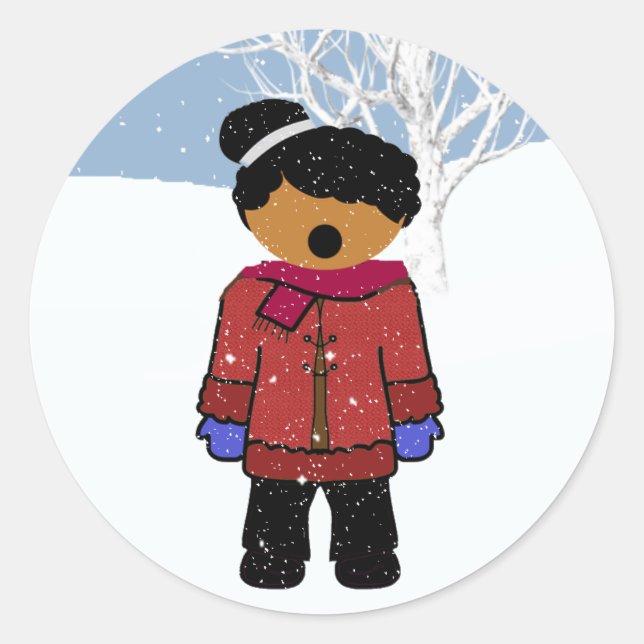 Autocollant de Noël pour fille afro-américaine (Devant)