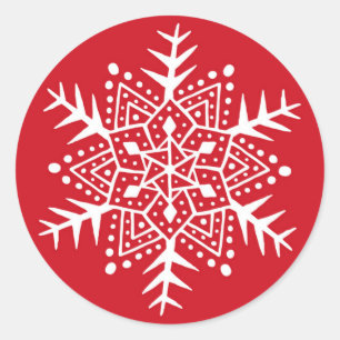 autocollant de Noël rouge flocon d'art populaire