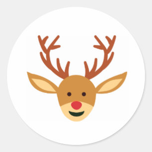 Autocollant de Noël Rudolf le renne au nez rouge