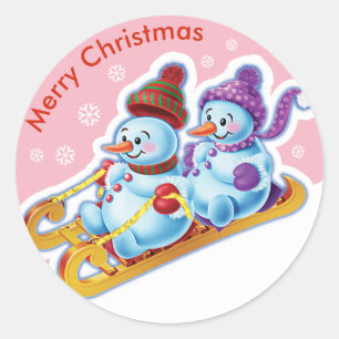Autocollant de Noël Snowmen Sports de neige.