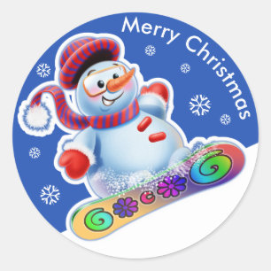 Autocollant de Noël Snowmen Sports de neige.