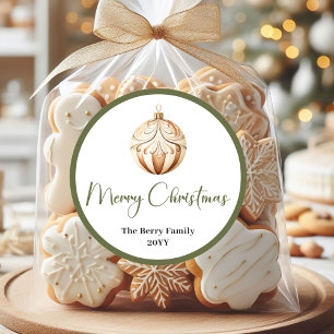Autocollant de nom de famille de boule de Noël élé