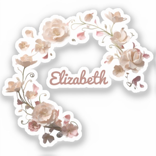 Autocollant de nom floral personnalisable (Recto)
