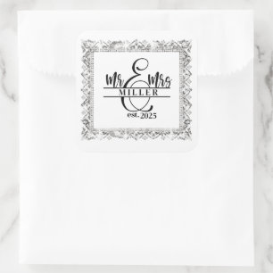 Autocollant de nom personnalisé M & Mme