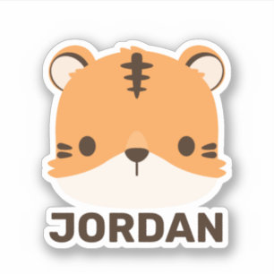 Autocollant de nom personnalisé Tigre Mignon