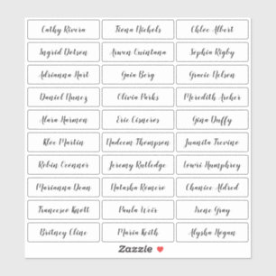 Autocollant de noms d'invités de script élégant tr