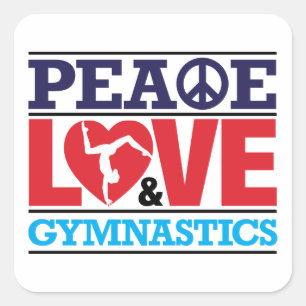 Autocollant de paix, d'amour et de gymnastique