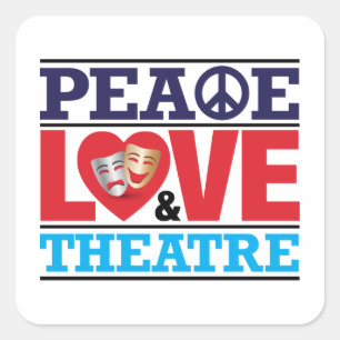 Autocollant de paix, d'amour et de théâtre