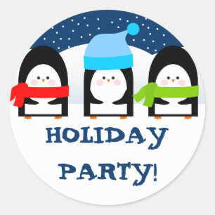 Autocollant de partie de pingouins d'hiver
