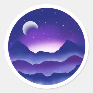 Autocollant de paysage de nuit violet