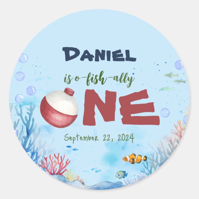 Autocollant de pêche O-fish-ally One 1st Birthday (Devant)