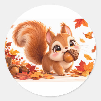 Autocollant de petit écureuil mignon d'automne | K