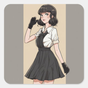 Autocollant de petite robe noire Anime Chic - inte