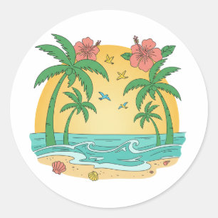 Autocollant de plage tropicale Palm Paradise