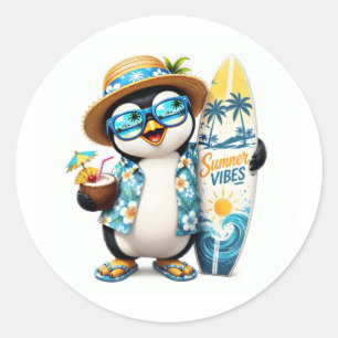 Autocollant de planche de surf pingouin mignon d'é