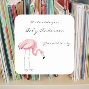 autocollant de plaque de Baby shower Flamant rose