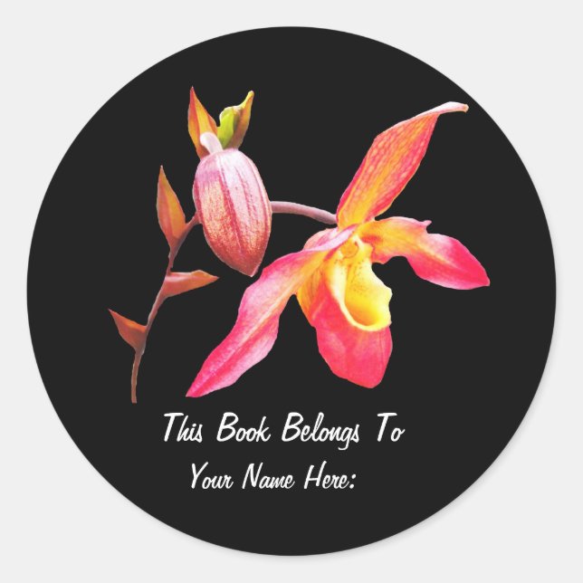 Autocollant de plaque de livre orchidée (Devant)