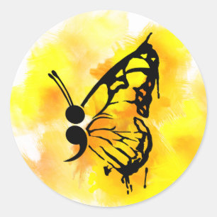 Autocollant de point-virgule de papillon