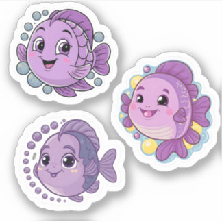 Autocollant de poisson mou violet