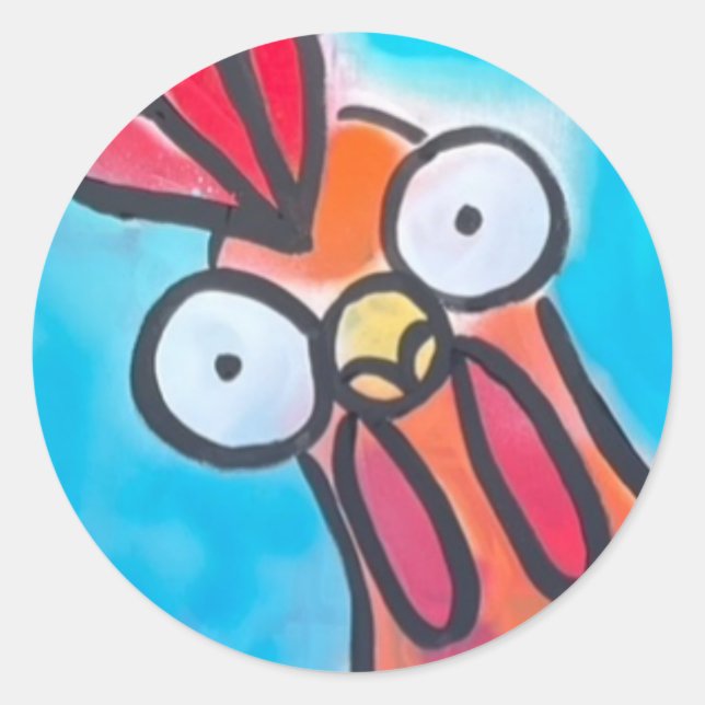 Autocollant de poulet bleu (Devant)