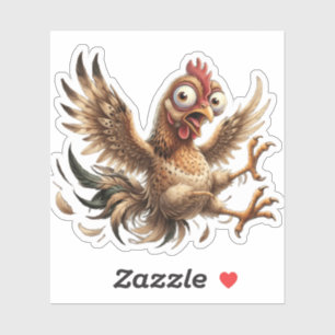 Autocollant de poulet fou drôle