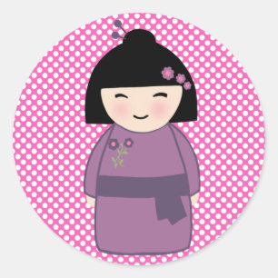 Autocollant de poupée Kokeshi japonaise