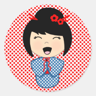 Autocollant de poupée Kokeshi japonaise