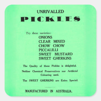 Autocollant de publicité vintage de cornichons san