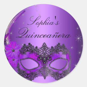 Autocollant de Quinceanera masquise violette