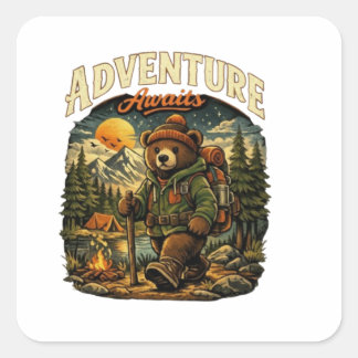 Autocollant de randonnée vintage ours Aventure att