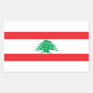 Autocollant de rectangle avec le drapeau du Liban