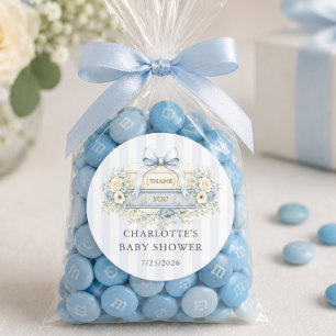 Autocollant de remerciement Baby Shower à rayures