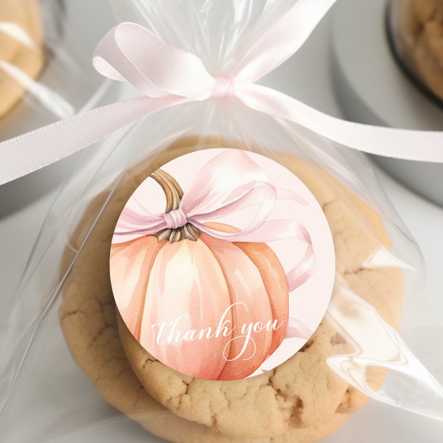 Autocollant de remerciement Citrouille Arc Rose Él (Créateur téléchargé)