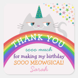 Autocollant de remerciement d'anniversaire Chat ar