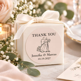 Autocollant de remerciement de couple de mariage