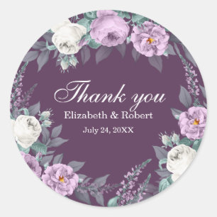 Autocollant de remerciement de mariage à fleurs vi