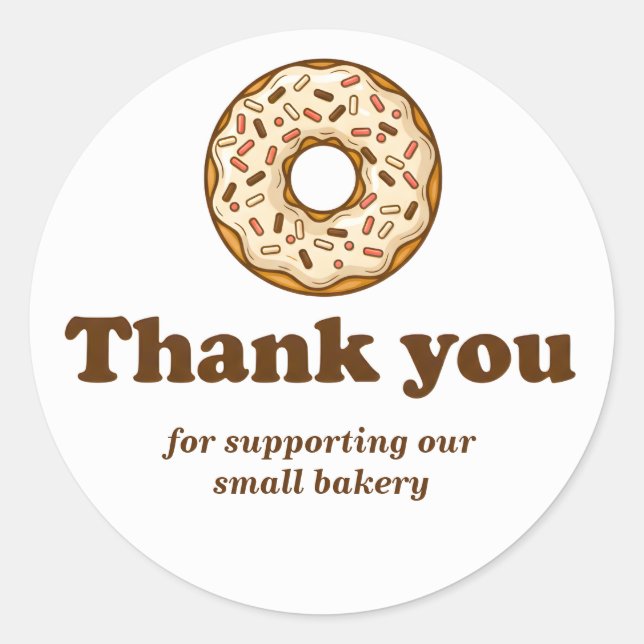 Autocollant de remerciement Donut Brown Bakery (Devant)