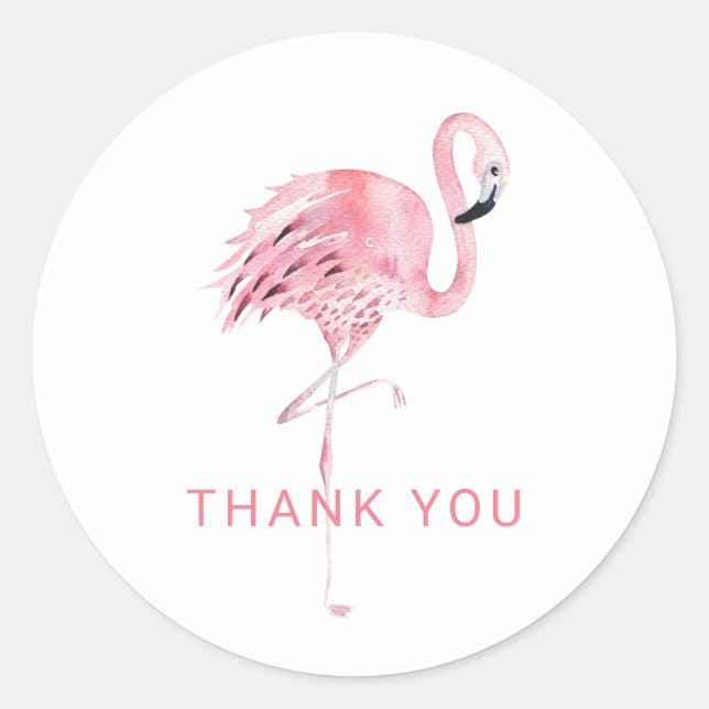 Autocollant de remerciement flamant rose (Devant)