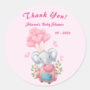 Autocollant de remerciement pour Baby Shower Éléph