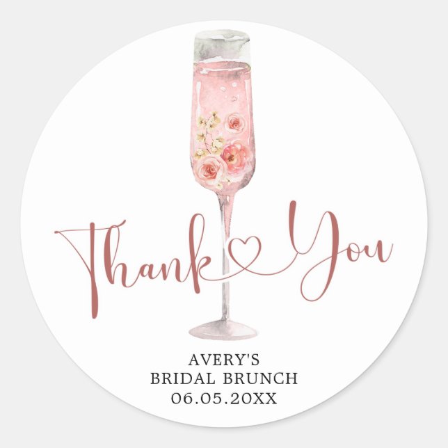 Autocollant de remerciement Soiree Rose Boho Rose (Devant)