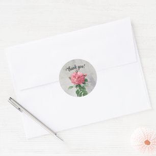 Autocollant de remerciement vintage rose rose